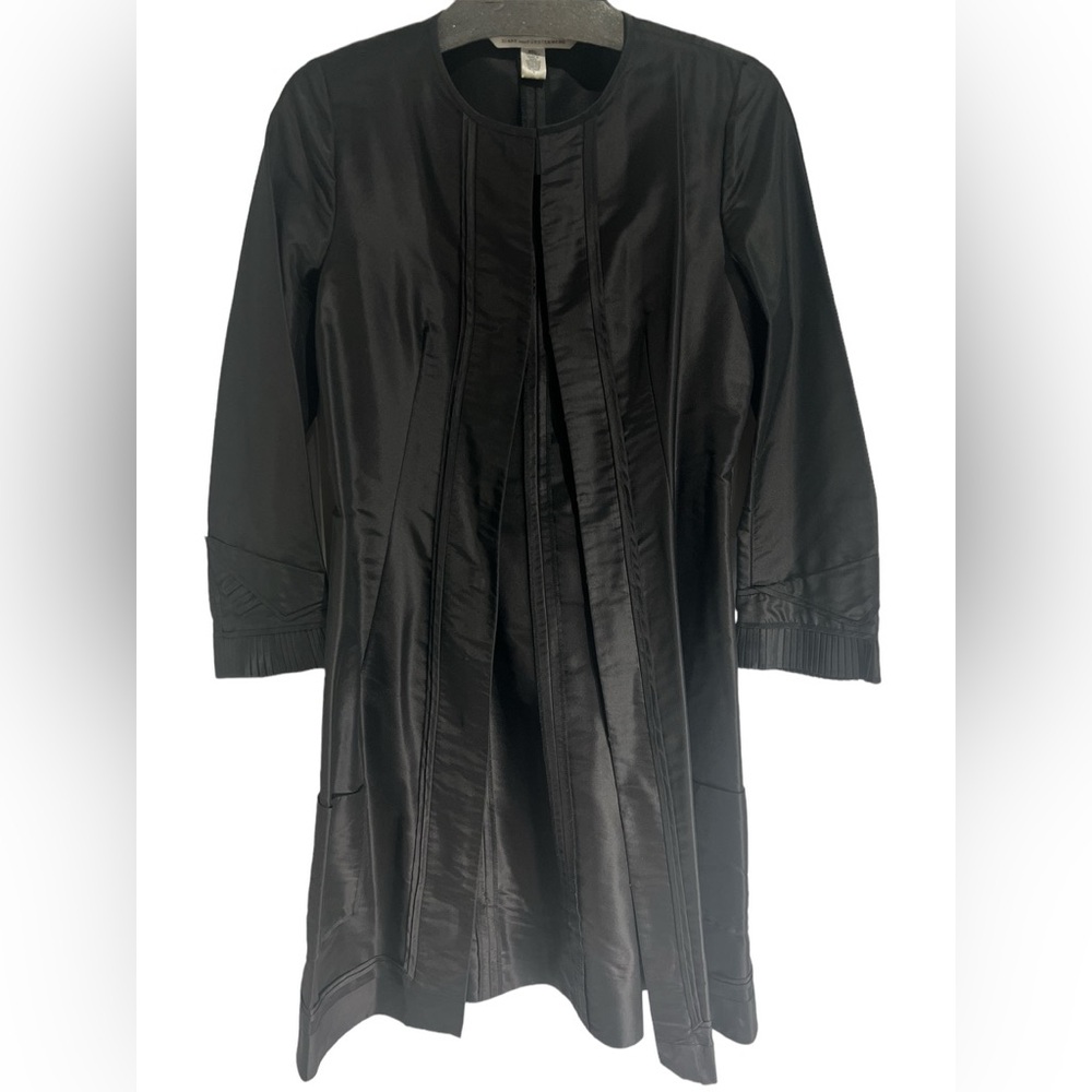 Diane Von Furstenberg Black Silk Dress Coat